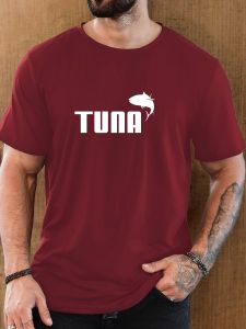 Mens Tuna Pattern Summer Casual Crew Neck Short T-Shirt