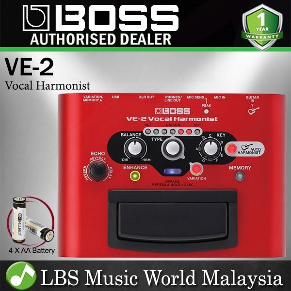 Boss VE-2 Portable Vocal Harmonist Processor Battery Powered with