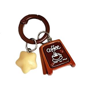Sáng Tạo cà phê cửa hàng Sao keychain thiết kế độc đáo Móc treo chìa khóa kim loại Mặt dây chuyền nhựa thông trang trí cho những người đam mê thời trang