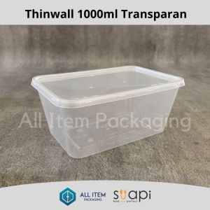 Thinwall Suapi 1000ml Transparan / Kotak Makan / Food Container isi 50 Pcs