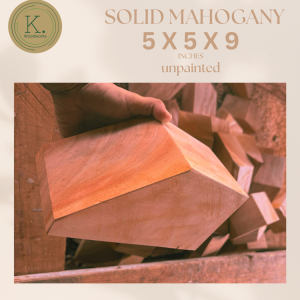 Solid Mahogany Heavy Duty Wooden Wheel Tire Chock Wedge 5x5x9 Inches Unpainted