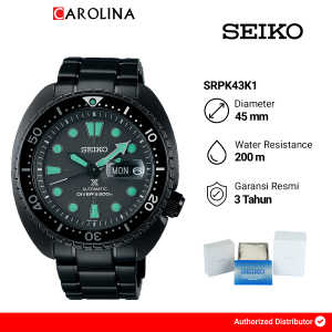 Jam Tangan Pria Seiko Prospex SRPK43K1 The Black Series A Concept of "night vision" Black Dial Black Stainless Steel Band