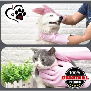 Pet Glove Sarung Tangan Mandi Hewan Anjing Kucing Sikat Halus 1 Pasang