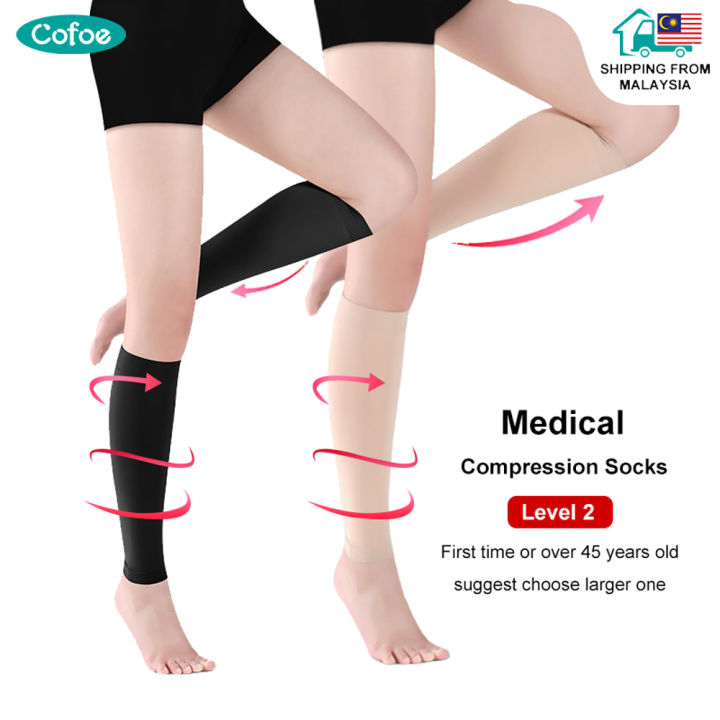 Cofoe 1 Pair Compression Socks Calf Stokin Anti-Fatigue Stoking Terapi Kaki  Level 2 Over Calf Varicose Sock 23-32 mmHg Pressure Leggings Stockings for  Men Women Anti-varicose Veins