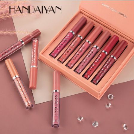 HANDAIYAN 6pcs Matte Velvet Liquid Lipstick Set A & Set B Waterproof Long-Lasting Wear High Pigmented