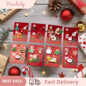Heabety 3Pcs set Fashion Christmas Brooch For Women Men Cute Santa Claus Bell Elk Snowflake Snowman Pins Party Jewelry Gift