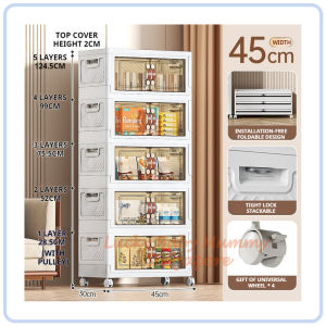 【DAILY ESSENTIAL】 Folding Double-Door Storage Cabinet | 45 55 or 65cm | 1-5 Tiers