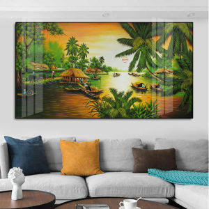 Tranh phong cảnh đồng quê mùa màng bội thu tranh tráng gương siêu bóng đẹp