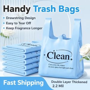 YESMILE 50Pcs Pink Printed Trash Bags Pull-Tear Thickened Garbage Bags Vest Bags Kitchen