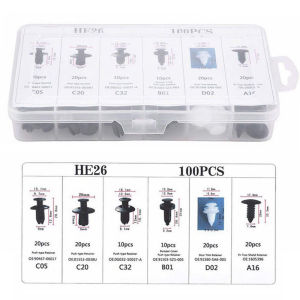 [With Box] 100pcs auto retaining ring black expansion screws Auto fastener clamp fastener Mixed auto fender plastic rivet fastener sales clamp