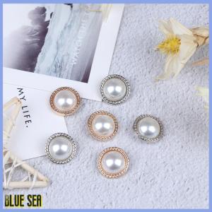 bluesea 10pcs ngọc trai Kim Loại Shank nút cho may scrapbooking DIY Craft trang trí