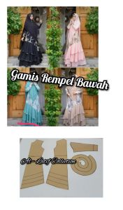 pola instan / pola jiplak GAMIS REMPEL BAWAH
