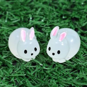 10PCS Mini Luminous Rabbit 3D Glow in The Dark Rabbit Micro Landscape Accessories Aquarium Plant Living Room DIY Crafts