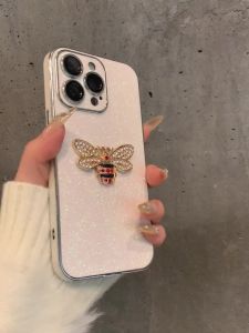 Luxury Phone Case For iPhone17 16 14 13 12 15 Pro Max Plus + 3D Diamond Bee High Quality Glitter Cover For iPhone 16 17 Pro Max