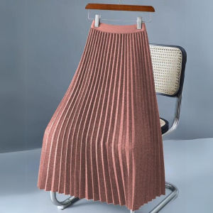 Lings Co  Plain Pleated Skirt High Waist 24-28 Full Gartered A-Line Long Elegant 9802