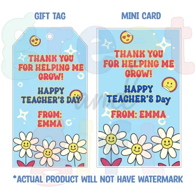 [Bundle of 5 pcs] Mini Teachers Day Cards / Gift Tags Custom Teachers Day Gift Card Mini Card Customised Thank You Cards