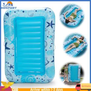【Hospor】 PVC Inflatable Tanning Water Lounge Chair Dual-Use Sunbathing Floating Raft Thicken Foldable Pool Lounger Bed Swimming Pool Accessories