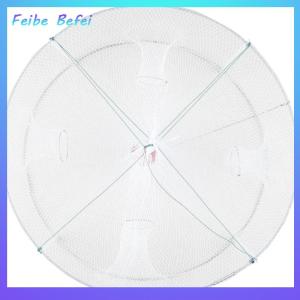 [Feibe Befei] 1pcs Foldable Fishing Shrimp Fish Crab Bait Net 4 Holes Crayfish Lobster Fishnet Cast Dip Cage 42x20cm