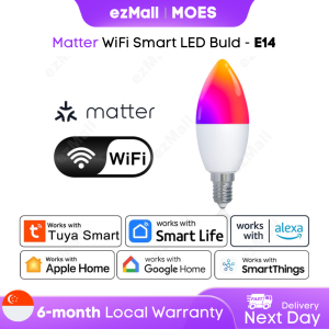 MOES Tuya Smart Bulb RGB LED Dimmable Light Voice Timer Smart Life App Group Google Alexa Matter WiFi Zigbee E27 E14 GU10
