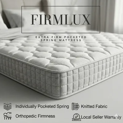 (FurnitureSG) Aurora Extra Firm Pocketed Spring 8 inches Mattress Luxfirm Knitted Fabric Single Super Single Queen King Sizes