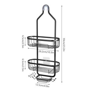 Shower Organizer 3 Layers - Rustproof Metal Wall Caddy Easy No-Drill Installation Hooks & Baskets for Bathroom Storage
