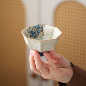 火石红复古家用主人杯轻奢办公室茶具泡茶品茗杯大号茶盏八方杯