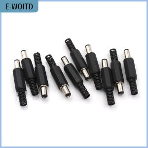 【E-WOITD】 10Pcs 2.1mm x 5.5mm Male DC Power Plug Socket Jack Connector Black Plastic Cover