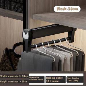 Pull Out Pants Hanger Rack Sliding Wardrobe Rack Organizer Clothes Hanger Rod Rack Pants Drawer Organizer Storage Rack