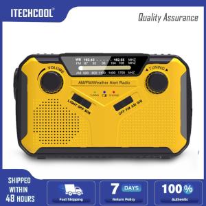 แบตสำรองพร้อมไฟฉาย LED วิทยุมือหมุนวิทยุเอ็ฟเอ็มพกพาเตือนสภาพอากาศฉุกเฉิน