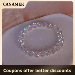 【 CANAMEK 】 Super Sparkly Faceted Iridescent Crystal Bracelet Luxe Elegant Hand Jewelry Perfect Matching Beaded Bracelet For Women & Besties