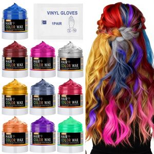 10Pcs Temporary Hair Color Wax for Christmas Party Daily Party Cosplay Stocking Stuffers DIY Washable Hair Chalk Natural Instant Hair Color for Women Temporary Hair Dye for Kids Teens Women Men 40g