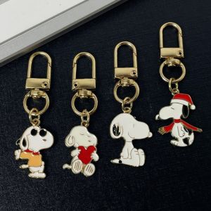 Snoopy Cartoon Anime Cute Dog Keychain Pendant Girls Heart Handmade Personalized Keychains Backpack Wallet Decoration Kids Gifts