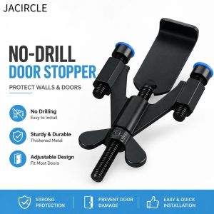 JACIRCLE Portable Anti-theft Door Jammer Stopper Aluminum Alloy Privacy Door Block Travel Safety Door Stopper