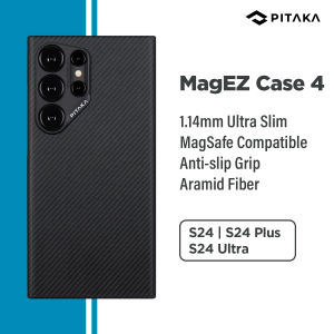 PITAKA 600D MagEZ & Fusion Weaving MagSafe Case 4 Samsung Galaxy S24/S24+ Plus/S24 Ultra Aerospace-grade Aramid Fiber Thin & Lightweight Anti-slip Textured Grip Casing Wear-resistant Cover