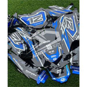 sticker decal vinyilchromehologram fullbody kawasaki dtracker tema supermoto list simpel bebas request ( nw00552 )