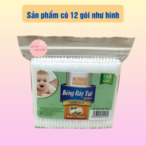 Combo 12 gói gòn ráy tai bé thân nhựa Lovely tăm bông vệ sinh tai trang điểm gòn ráy tai bé thân nhựa trắng an toàn .
