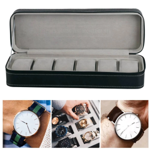 6/12 Grid Zipper Watch Box Dustproof Multifunctional Display PU Leather Watch Storage Organizer Case