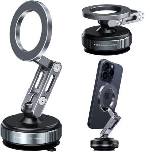 for MagSafe Car Mount – Vacuum Lock Magnetic Phone Holder with Strong Suction Cup Adjustable Extendable Phone Stand 360 ° Rotatable Dashboard & Windshield Mount for iPhone 16 15 14 13 12 Pro Max