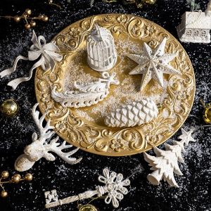 CHLOCH Vàng trắng Đồ trang trí cây thông Noel Các hình dạng khác nhau Bề có vân Quả châu Giáng sinh Rắc tuyến Đồ trang trí treo tường dịp Giáng sinh. Đồ trang trí cây thông Noel
