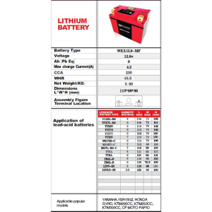 WStandard Lithium Battery [Honda/Yamaha/KTM/Harley/BMW/Kawasaki/Ducati/Triumph/Benelli/Aprilia] Bateri Motorcycle LiFeP04