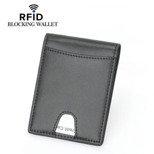 AE New Mens Carbon Fiber Pattern Dollar Clip   Best-selling short leather jacket RFID Anti-fraud wallet