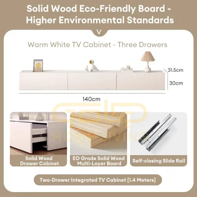 GOLD Solid Wood Storage Cabinet Floorstanding Storage Cabinet Livingroom TV Cabinet Moisture-proof Strong Load-bearing Kabinet TV Simpanan Berdiri Di Lantai 储物柜