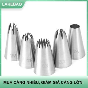 【LAKEBAO】 Bộ 5 đầu phun kem bánh ngọt bằng thép không gỉ dùng để trang trí bánh cupcake