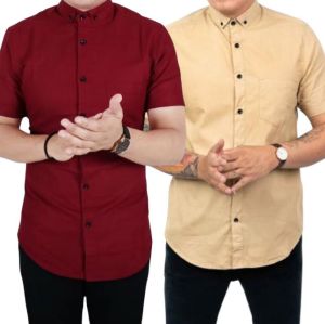 Promo Paket Hemat 2Pcs Kemeja Polos Lengan Pendek Katun Vito Signature Premium Quality Basic Formal Casual
