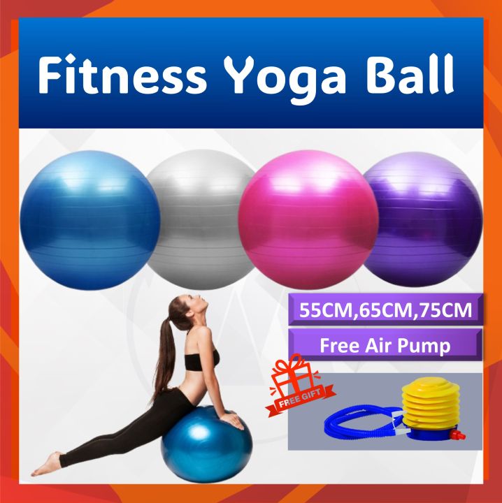 [Free Pump] [55cm , 65cm, 75cm) Fitness Gym Ball Yoga Ball Pilates Balance Exercise Ball Fitness Sports Equipment