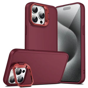 Luxury Holder Case สําหรับ iPhone 11/XR 14 Pro Max 12 13 15 Pro Max 12 13 Pro Max 6 6s Plus 7 Plus 8 Plus XS Max 14 Plus Phone Case Metal Lens Protection Armor Skin feel Lens Holder phone case with camera protector เคส สำหรับไอโฟน11
