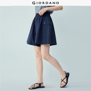 Giordano Beau Monde Women Cotton big pockets elastic waist shorts Free Shipping 13406323