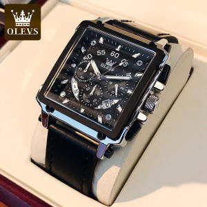 import OLEVS kronografi jam tangan pria dewasa anti air terbaru 2024 led hitam coklat square sport original jam tangan cowok