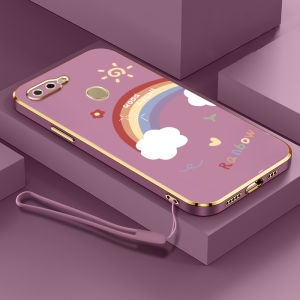 YBD ลูกอมสาวสไตล์สำหรับ OPPO A7 A5S A12 A11K โทรศัพท์กรณีแม่นยำกล้องกรณีสายรุ้งแบบชุบกรณีโทรศัพท์ที่มีเชือกเส้นเล็กฟรี