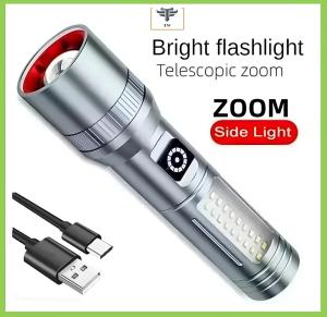 Mini LED Flashlight - Ultra-Bright High Lumen Pocket Torch Type-C Rechargeable Portable Flashlight for Camping and Emergency